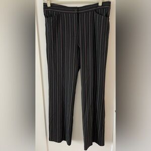 Karen Kane Black Pinstripe Straight Leg Trousers, Size 14